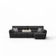 Linspire Plume Leather 4-Seater Sofa with Ottoman, Black