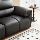 Linspire Plume 3.5-Seater Leather Sofa with Ottoman, Black