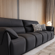 Linspire Plume 2-Seater Leather Sofa with Ottoman, Black