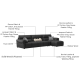 Linspire Plume Leather 3.5-Seater Sofa, Black