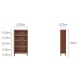 Linspire Cocoa Bookcase with Glass Door 60cm, 4-Tier