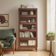 Linspire Cocoa Bookcase with Glass Door 60cm, 5-Tier