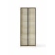 Linspire Ventus Bookcase with Glass Door, Large, Off-White & Black