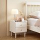 Linspire Ventus Bedside Table with Glass Top, Off-White