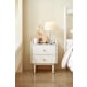 Linspire Ventus Bedside Table with Glass Top, Off-White