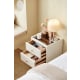Linspire Ventus Bedside Table with Glass Top, Off-White