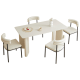 Linspire Tesseract Sintered Stone Top Dining Table with 4 Dining Chairs, Creamy White & Black, 160x80cm