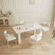 Linspire Tesseract Sintered Stone Top Dining Table with 4 Dining Chairs, Creamy White, 140x80cm