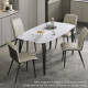 Linspire Warp Glass Top Dining Table, Black & White Marble, 160x85x75cm