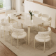 Linspire Warp Glass Top Dining Table with 4 Dining Chairs, Creamy White, 140x80x75cm