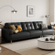 Linspire Vertex 4-Seater Leather Sofa with Ottoman, Black, 301x167x85cm