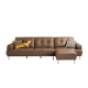 Linspire Vertex 4-Seater Leather Sofa with Ottoman, Brown, 301x167x85cm