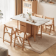 Linspire Yumi Sintered Stone Table Top Foldable Dining Table & 4 Dining Chairs Set, Natural, Faux White Marble & Creamy White