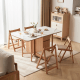 Linspire Yumi Sintered Stone Table Top Foldable Dining Table & 4 Dining Chairs Set, Natural, Faux White Marble & Creamy White