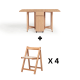 Linspire Yumi Foldable Dining Table & 4 Dining Chairs Set, Natural