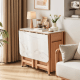 Linspire Yumi Sintered Stone Table Top Foldable Dining Table with Castors, Natural & Faux White Marble