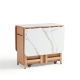 Linspire Yumi Sintered Stone Table Top Foldable Dining Table with Castors, Natural & Faux White Marble