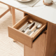Linspire Yumi Sintered Stone Table Top Foldable Dining Table with Castors, Natural & Faux White Marble