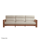 Linspire Mellow Solid Wood 3-Seater Sofa, Walnut & White