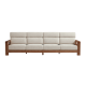 Linspire Mellow Solid Wood 4-Seater Sofa with Ottoman, Walnut & White