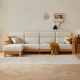 Linspire Mellow Solid Wood 4-Seater Sofa with Ottoman, Natural & White