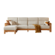 Linspire Mellow Solid Wood 4-Seater Sofa with Ottoman, Natural & White