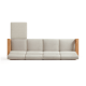 Linspire Mellow Solid Wood 4-Seater Sofa with Ottoman, Natural & White