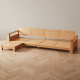 Linspire Mellow Solid Wood 4-Seater Sofa with Ottoman, Natural & White