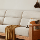 Linspire Mellow Solid Wood 4-Seater Sofa with Ottoman, Natural & White