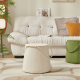 Linspire Kabos Leather Ottoman, Ivory