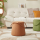 Linspire Kabos Leather Ottoman, Pastel Orange