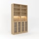 Loft Kiri Bookcase with 4 Glass Doors, 1.2m, Light Wood