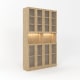 Loft Kiri Bookcase with 8 Glass Doors, 1.2m, Light Wood