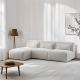 MODE Bravo 4-Seater Armless Modular Sofa with Chaise, Boucle, Cream White