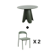 MODE Elara Round Dining Table Set with 2 Chairs, Green
