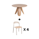 MODE Elara Round Dining Table Set with 4 Chairs, Light Brown & Natural