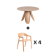 MODE Elara Round Dining Table Set with 4 Bowa Chairs, Natural