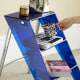 Alberto Meda Fording Side Table Replica, Blue