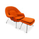 Eero Saarinen Womb Chair with Ottoman Replica, Orange