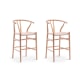 Hans Wegner Wishbone Bar Stool Replica, Natural, Set of 2