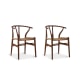 Replica Hans Wegner Wishbone Chair, Set of 2, Walnut & White