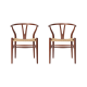 Replica Hans Wegner Wishbone Chair, Set of 2, Walnut & White