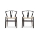 Hans Wegner Wishbone Dining Chair CH24 Replica, Black, Set of 2