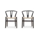 Replica Hans Wegner Wishbone Chair, Set of 2, Black & White