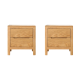 Solidwood Edinburgh 2PCS Bedside Table Set, Oak