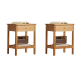 Solidwood Kano 2PCS Bedside Table Set, Oak