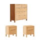 Solidwood Norway 3PCS Bedroom Set, 5-Drawer Lowboy