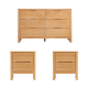 Solidwood Norway 3PCS Bedroom Set, 6-Drawer Lowboy