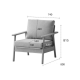 Solidwood Seattle 2PCS Sofa Set, 3+1 Seater, Oak