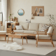 Solidwood Seattle 2PCS Armchair Set, Oak
